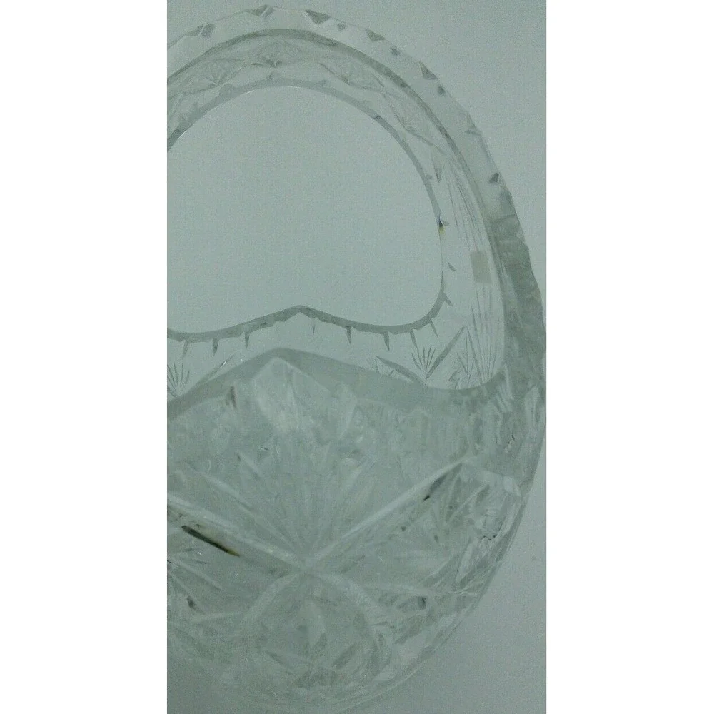 Irena 24% Lead Crystal Bowl & Matching Basket Easter Set With Stars & Palms 2 pc